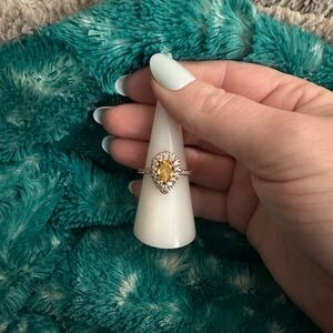 Yellow Teardrop Halo Ring - size 7 no bag or tag